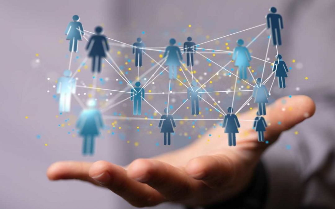 Business professionals growing together with team support