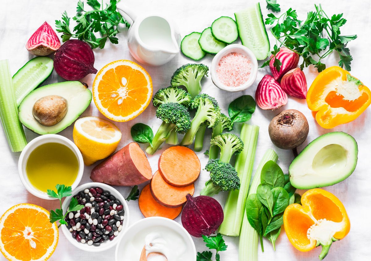 Colorful healthy foods for balanced daily nutrition